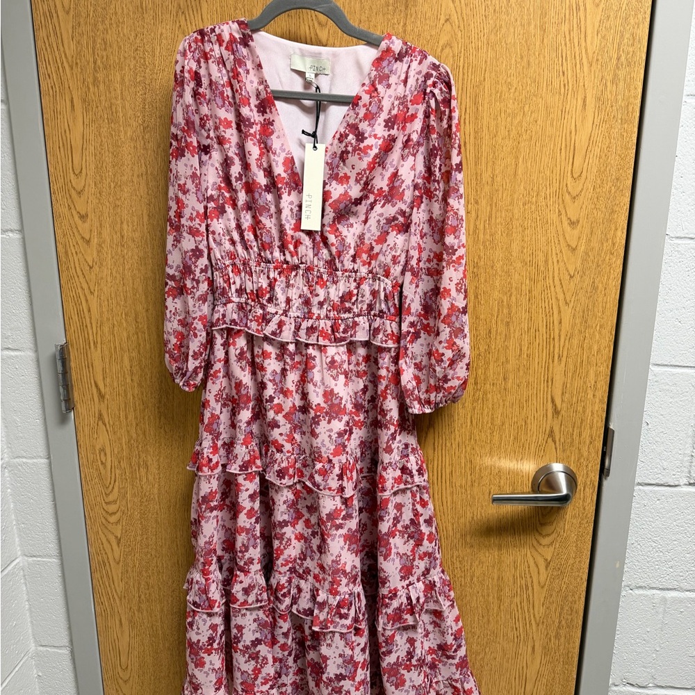 Pinch Red and Pink Floral Long Sleeve Dress